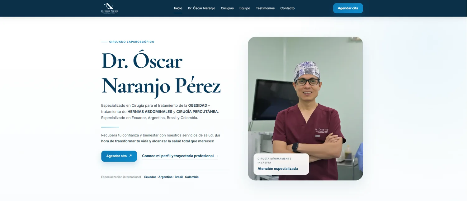 Captura de la demo de rediseño para el Dr. Óscar Naranjo